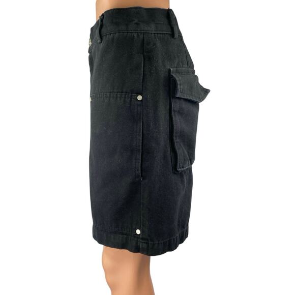 2Ful Women's Black High Waisted Wide Leg Utility Pockets Cargo Shorts Size M - Picture 2 of 5